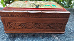 Carved Walnut Wood Box with Painted Paper Mache Lid
