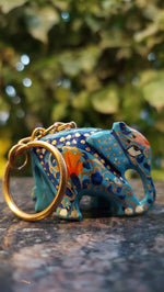 Paper Mache Elephant Key Chain