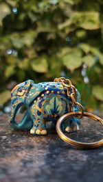 Paper Mache Elephant Key Chain