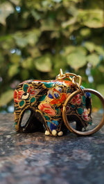 Paper Mache Elephant Key Chain