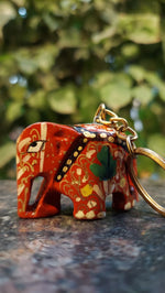 Paper Mache Elephant Key Chain