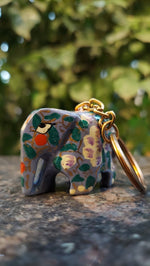 Paper Mache Elephant Key Chain