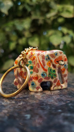 Paper Mache Elephant Key Chain