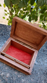 Carved Walnut Wood Box with Painted Paper Mache Lid