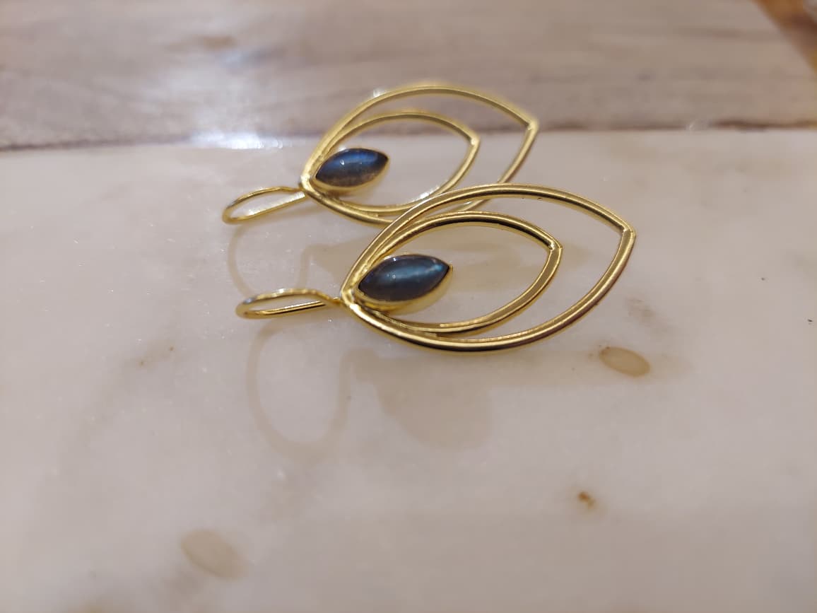 Gold double teardrop earrings
