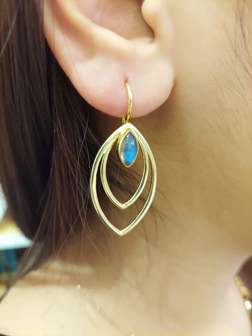 Gold double teardrop earrings
