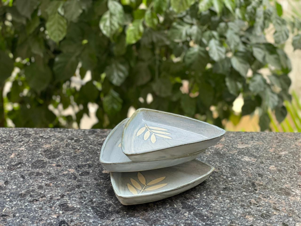 Celadon leaf trays - triangle