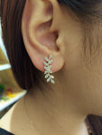 Silver leaf tangle with gems earrings