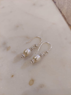 Silver pearl drop earrings