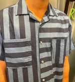 Half sleeve stripes shirt - Blue & blue