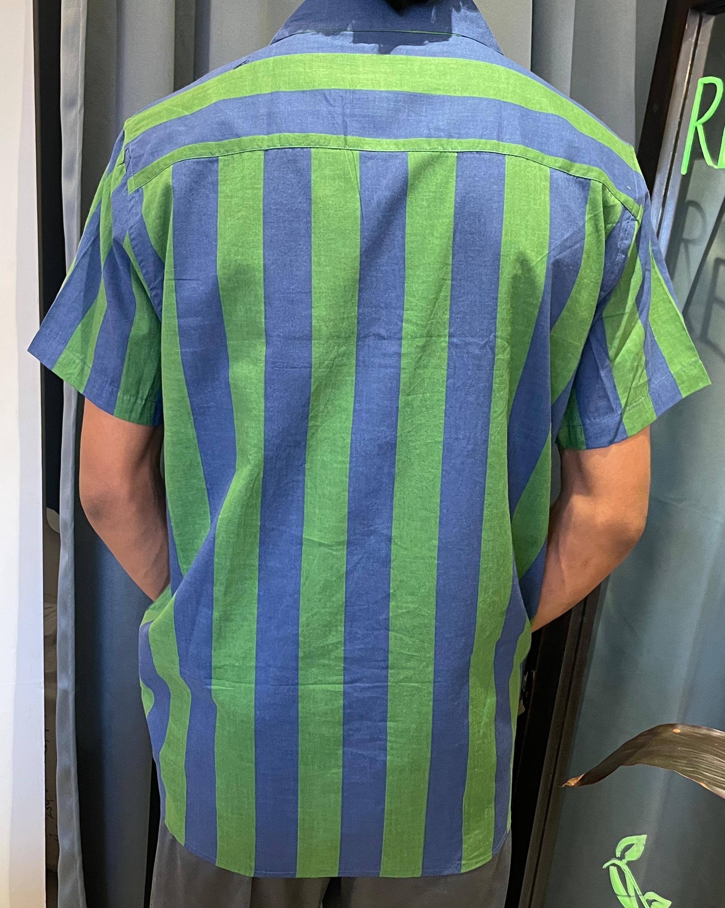 Half sleeve stripes shirt - Green and blue