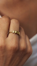 Moon phase brass ring - adjustable