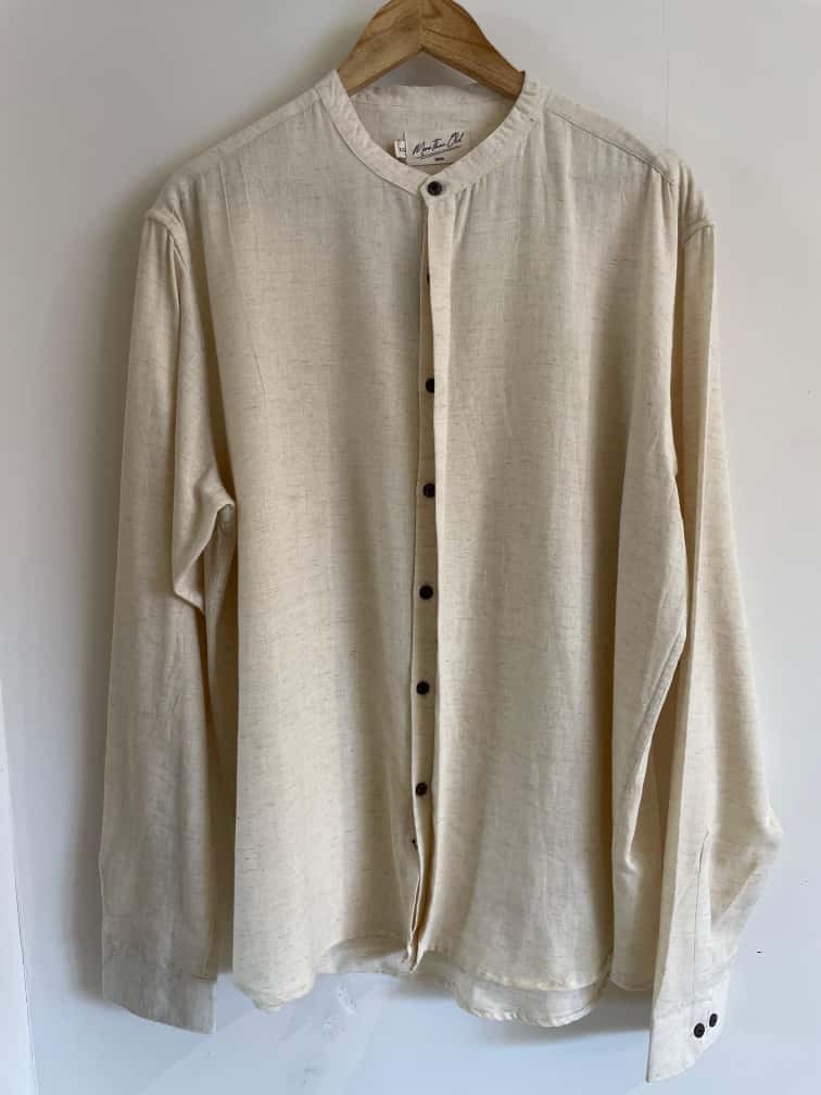 Jamdhani Chinese collar shirt - Ivory