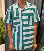 Half sleeve stripes shirt - Green and Grey