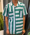 Half sleeve stripes shirt - Green and Grey