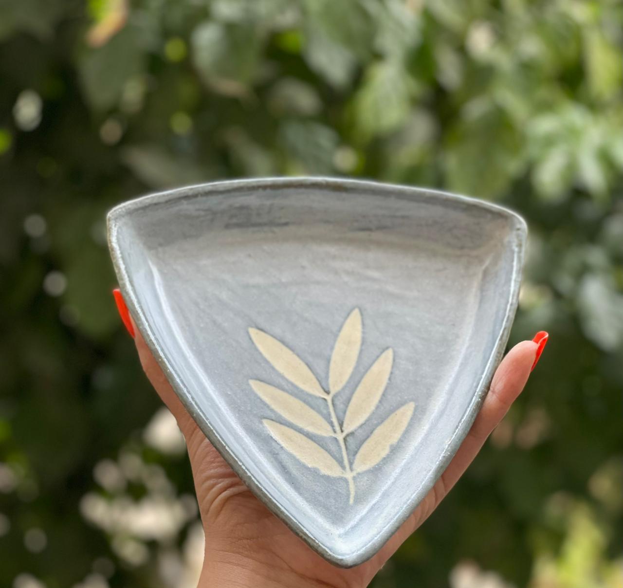 Celadon leaf trays - triangle