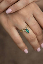 Vanki brass ring in green Onyx adjustable