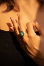 Evil eye turquoise ring adjustable