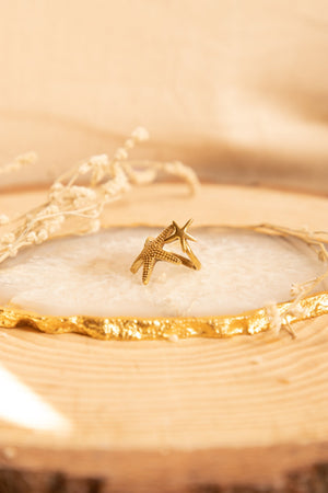 Star Fish adjustable brass ring