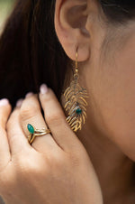 Vanki brass ring in green Onyx adjustable