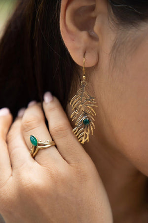 Vanki brass ring in green Onyx adjustable