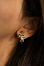Hamsa brass stud brass earrings
