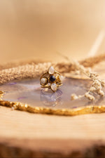 Lapis petal brass ring adjustable