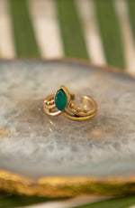 Vanki brass ring in green Onyx adjustable
