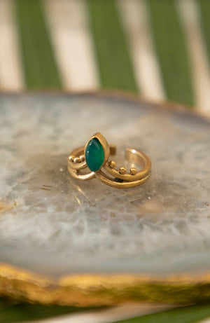 Vanki brass ring in green Onyx adjustable