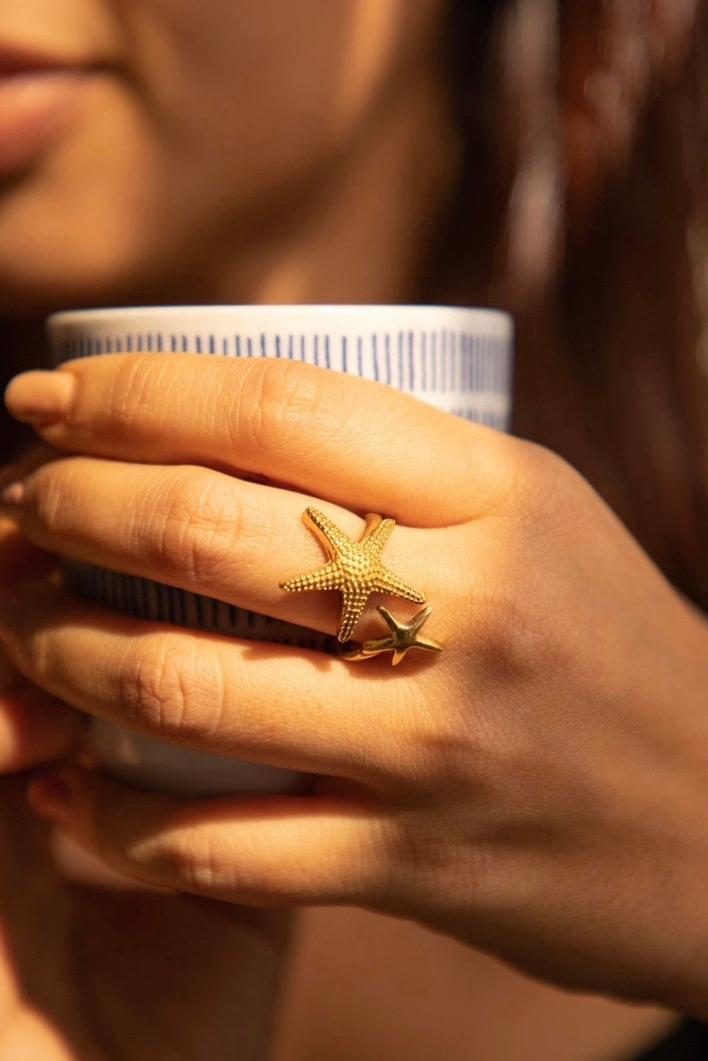 Star Fish adjustable brass ring