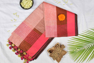 Flamingo - Linen Saree