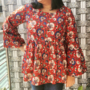 Kalamkari Top With Flare sleeve