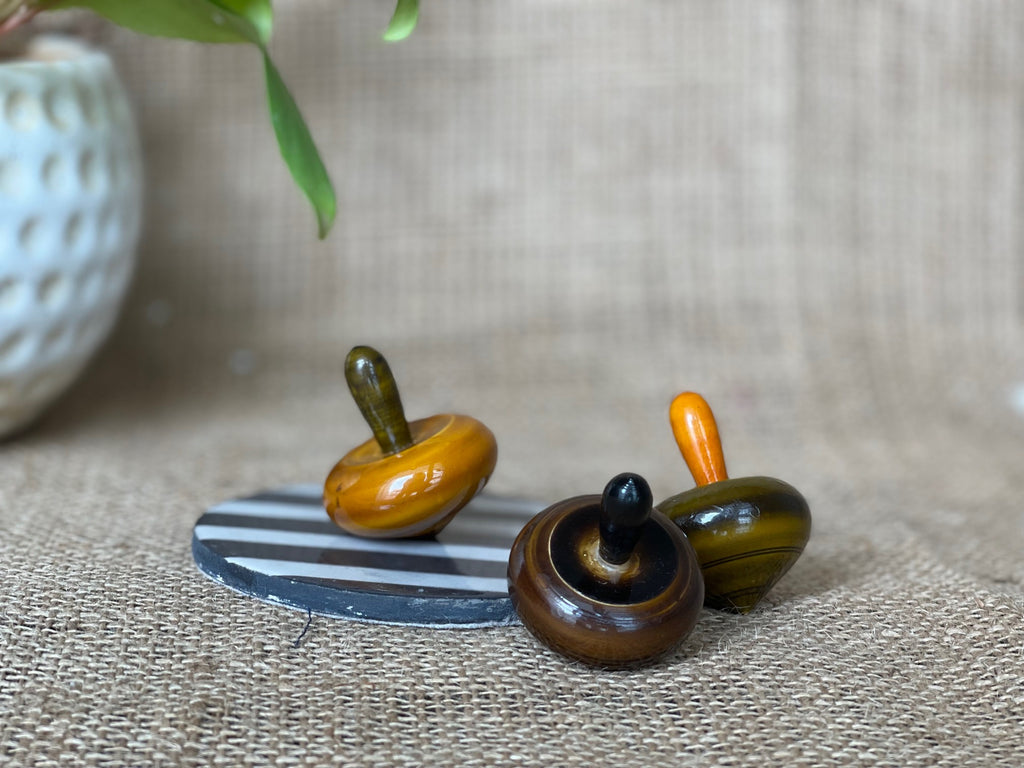 Wooden Spinning Top Set of 3